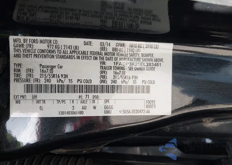 2014 Ford Focus Se из США, поврежденный, VIN 1FADP3K26EL283481